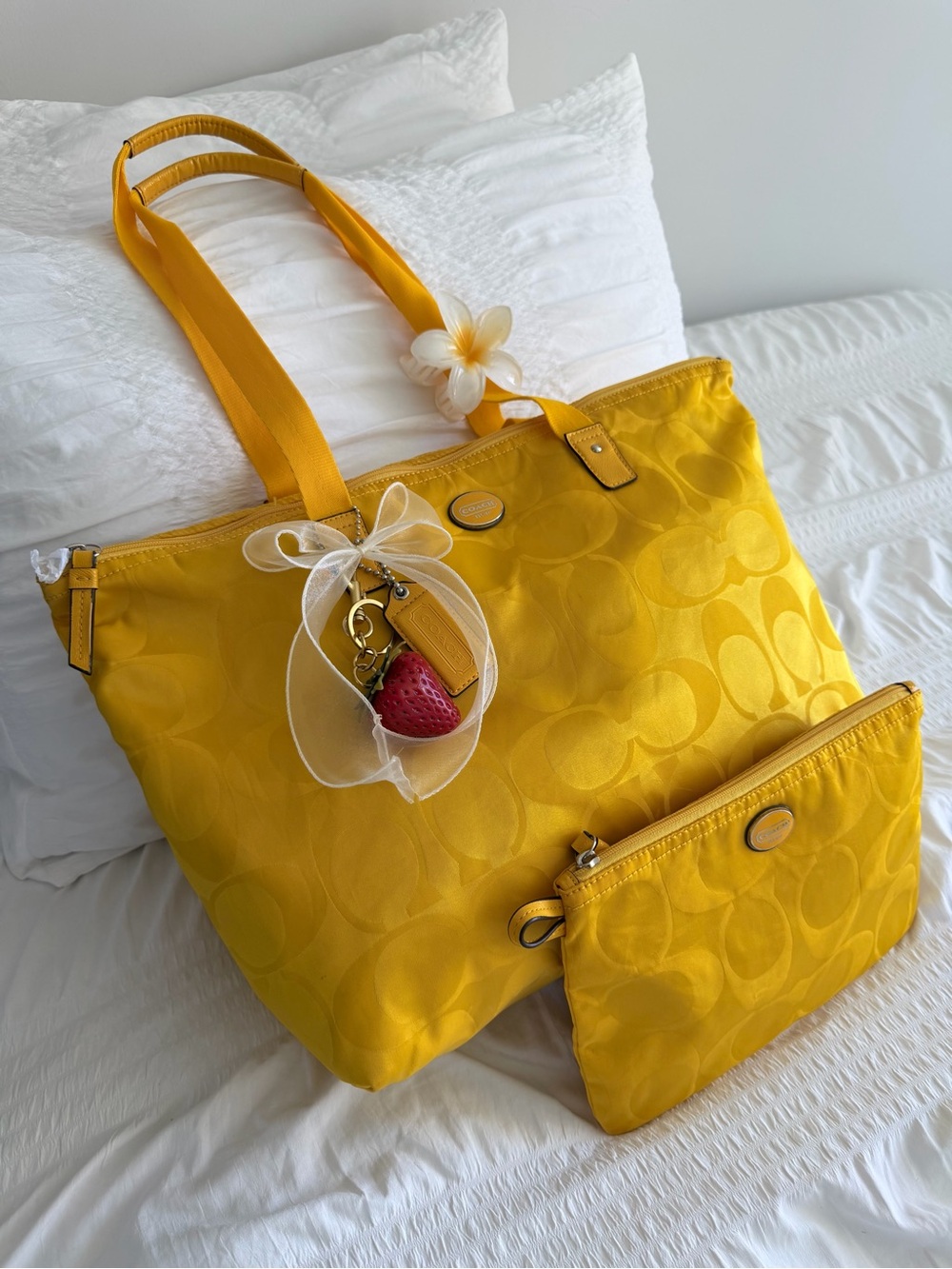 Vintage Coach Getaway Nylon Travel Tote Bag & Organizer Pouch Set